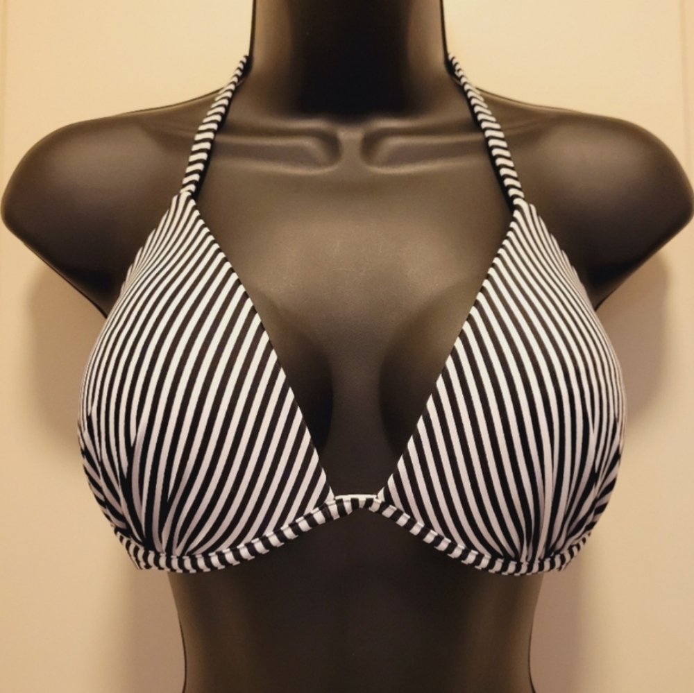 Black & White Striped Shade & Shore Bikini Bra
